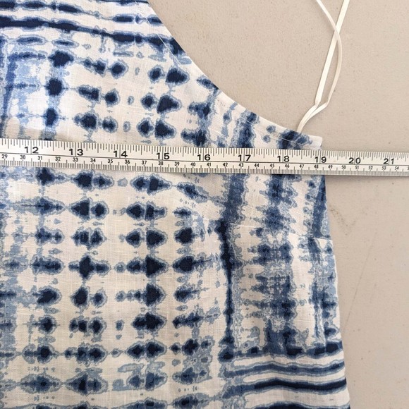 Cynthia Rowley Women's MED Blue 100% Linen Tie Dye Halter Neck Dress - Picture 7 of 8